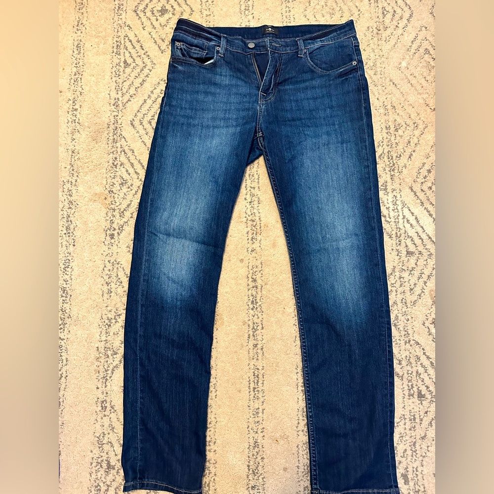 7 for all mankind slim straight 34 darkwash